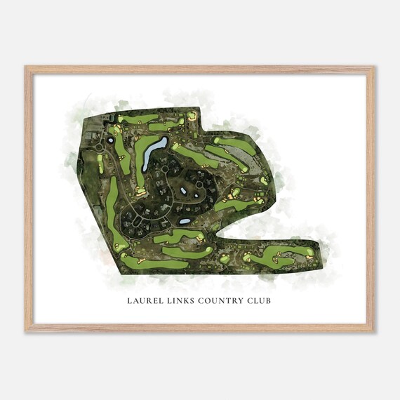 Laurel Links Country Club Mattituck New York Classic Watercolor Golf Map Poster