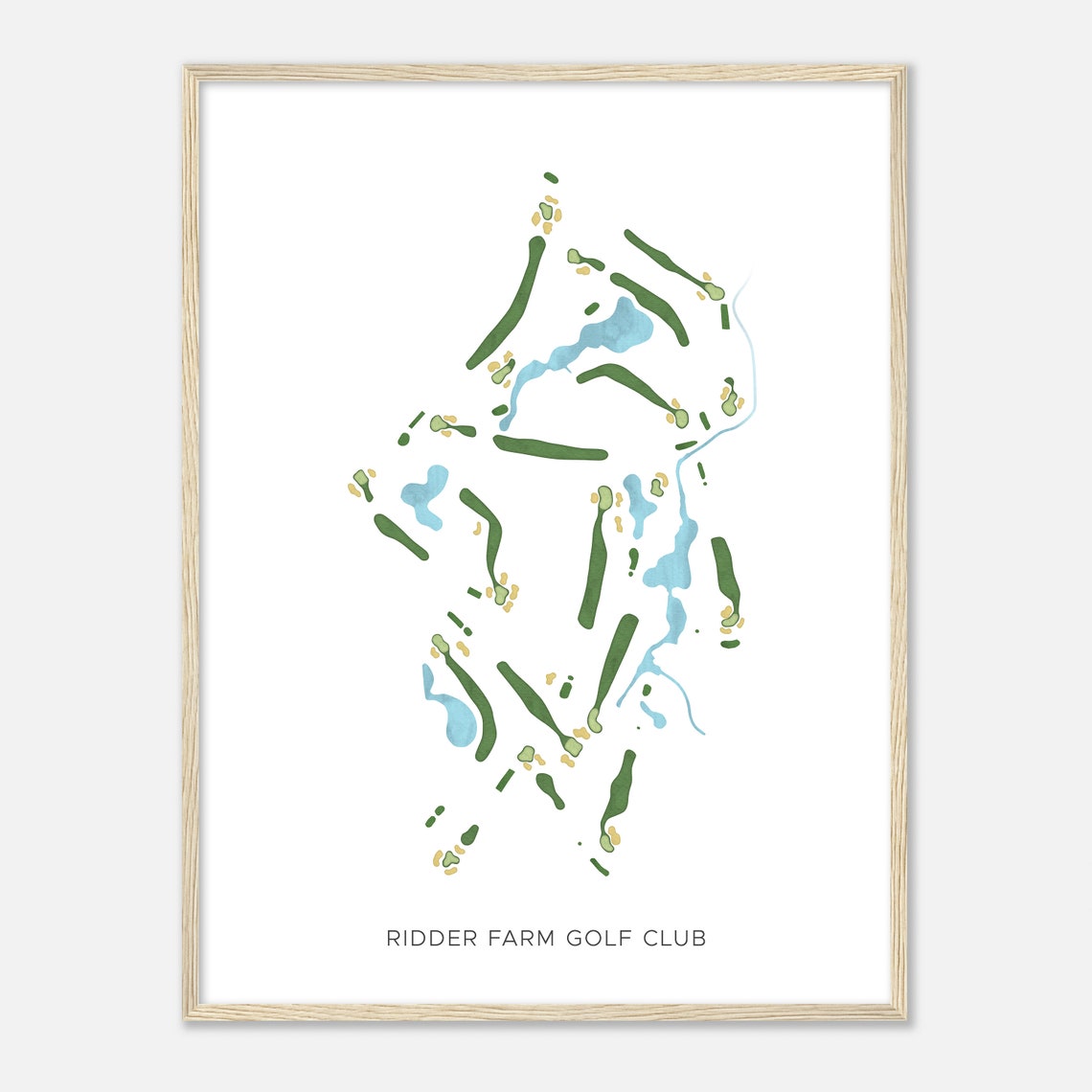 Ridder Farm Golf Club Modern Minimalist Watercolor Course Map Poster
