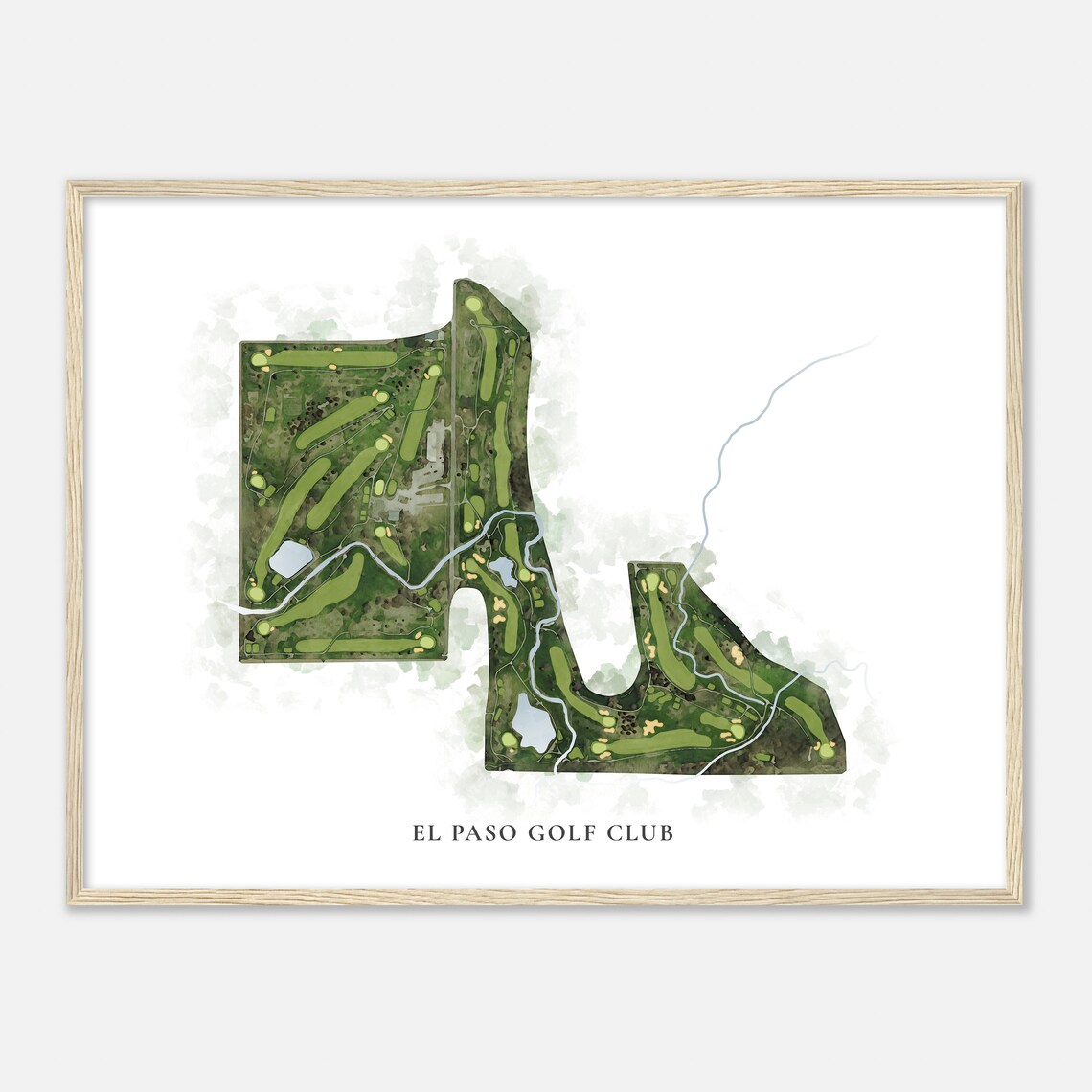 El Paso Golf Club Classic Aerial Watercolor Course Map Poster - Image 2