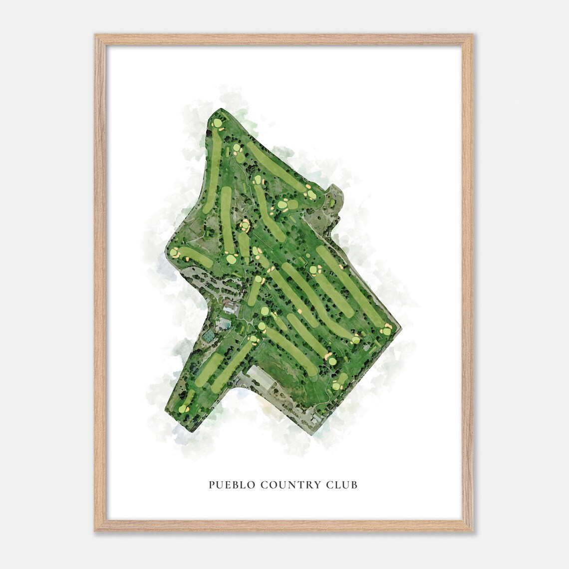 Pueblo Country Club Pueblo Colorado Classic Watercolor Golf Map Poster - Image 2