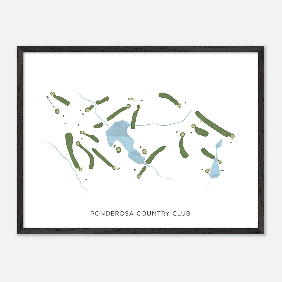 Ponderosa Country Club Watercolor Fairway Map Lakeside Layout Poster - Image 5