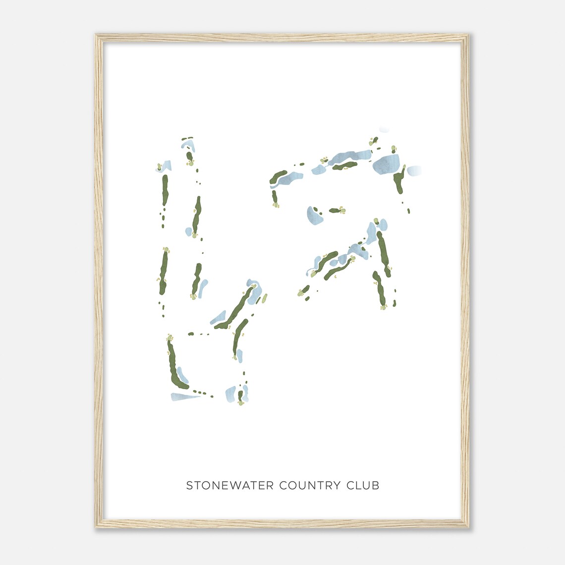 Stonewater Country Club Minimalist Watercolor Map Art Poster - Image 2