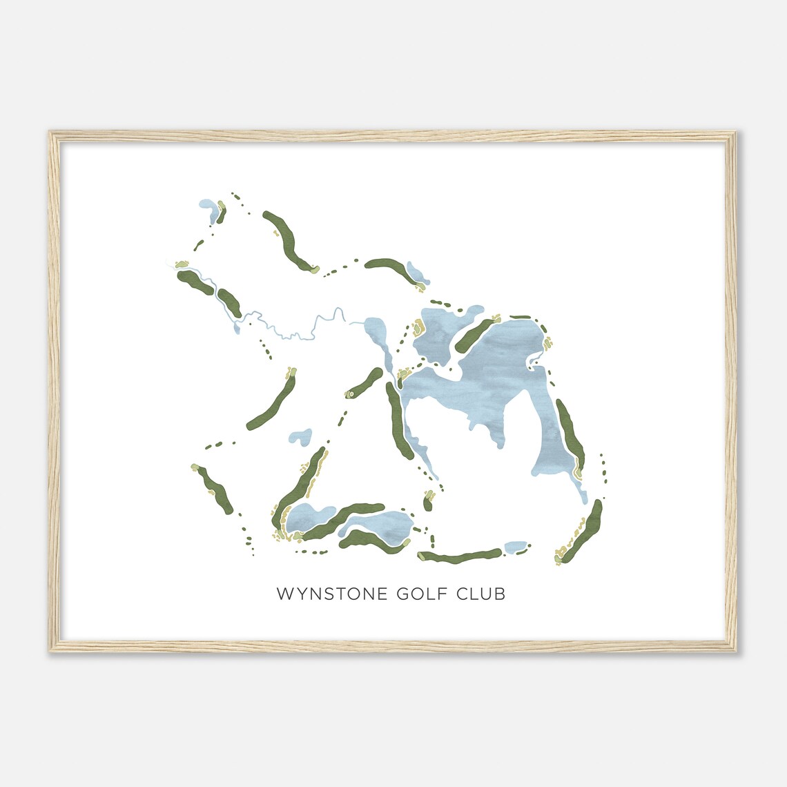 Wynstone Golf Club Illinois Modern Watercolor Map Golfer Gift Golf Wall Art Golf Poster Print Course Layout