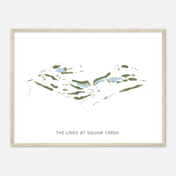 The Links At Squaw Creek, Watercolor Map Golf Art