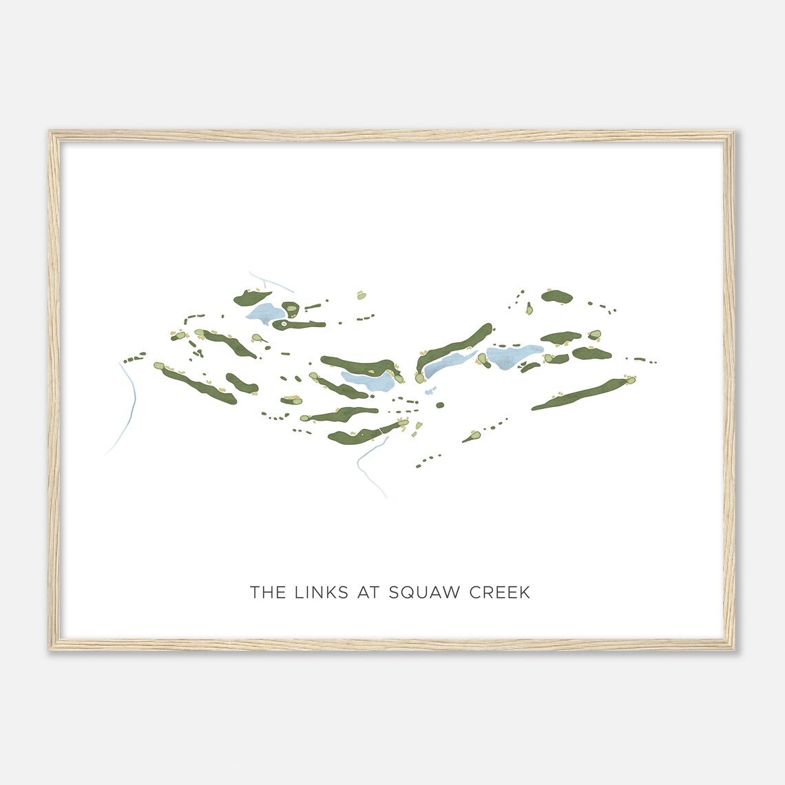 The Links At Squaw Creek, Watercolor Map Golf Art