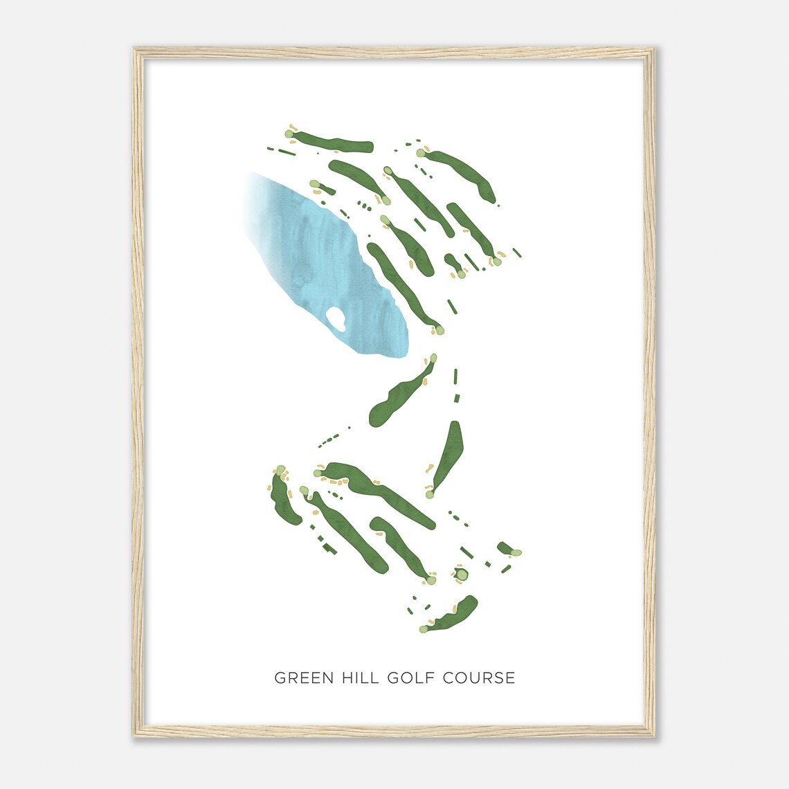 Green Hill Golf Course Massachusetts Modern Watercolor Map Golfer Gift Golf Wall Art Golf Poster Print Course Layout