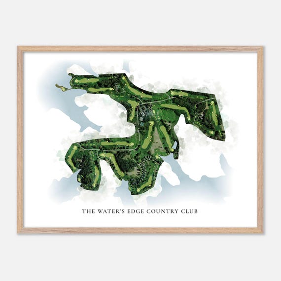 The Waters Edge Country Club In Penhook Virginia Classic Watercolor Map Golfer Gift Golf Wall Art Golf Poster Print
