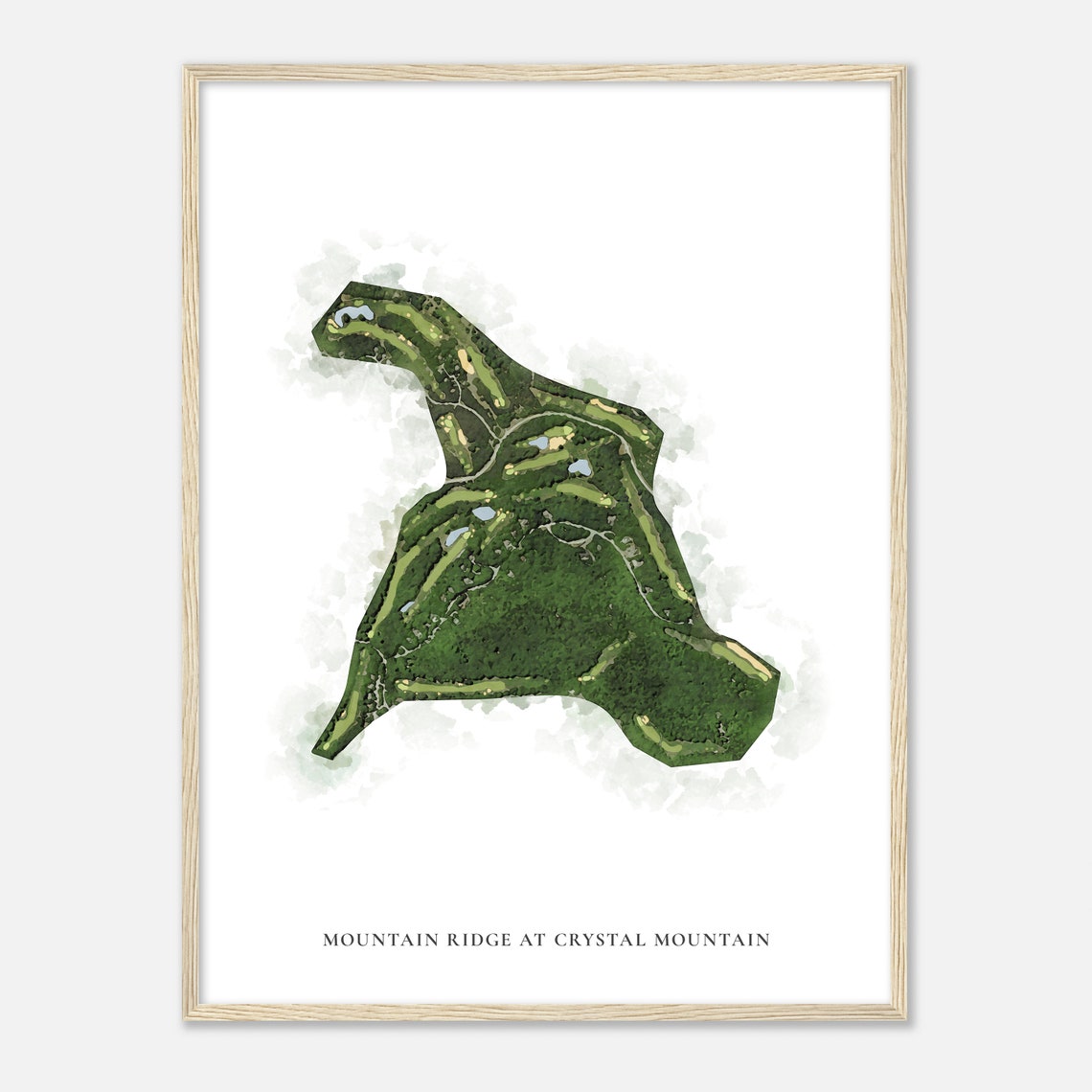 Mountain Ridge At Crystal Mountain Watercolor Golf Map Art Poster