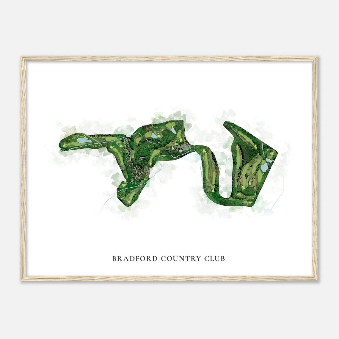 Bradford Country Club Massachusetts Classic Watercolor Golf Map Poster - Image 2