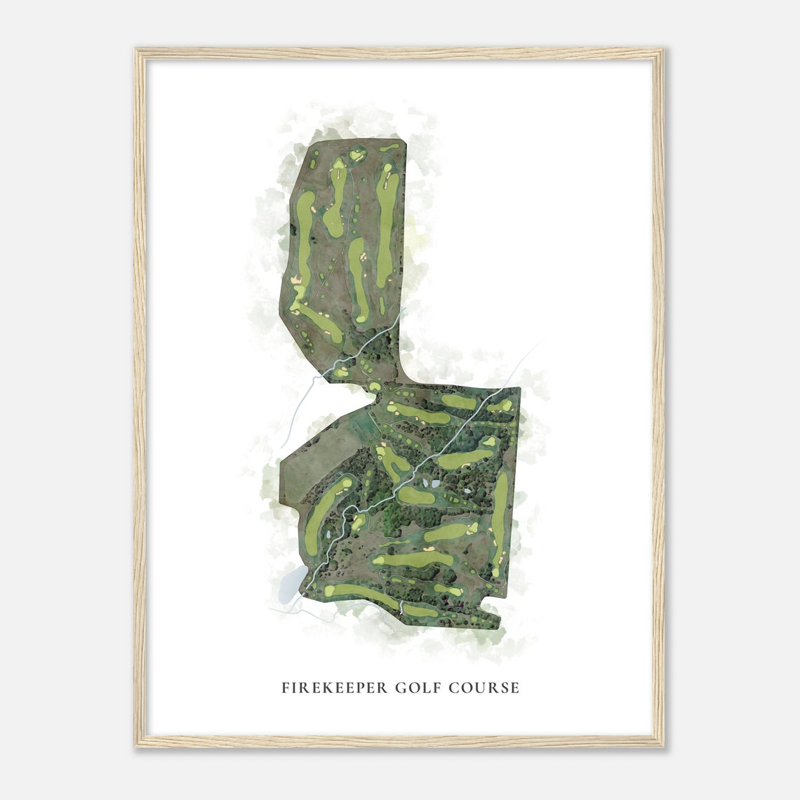 Firekeeper Golf Course Kansas Classic Watercolor Map Golfer Gift Golf Wall Art Golf Poster Print Course Layout