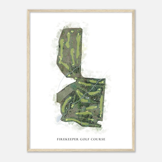 Firekeeper Golf Course Kansas Classic Watercolor Map Golfer Gift Golf Wall Art Golf Poster Print Course Layout