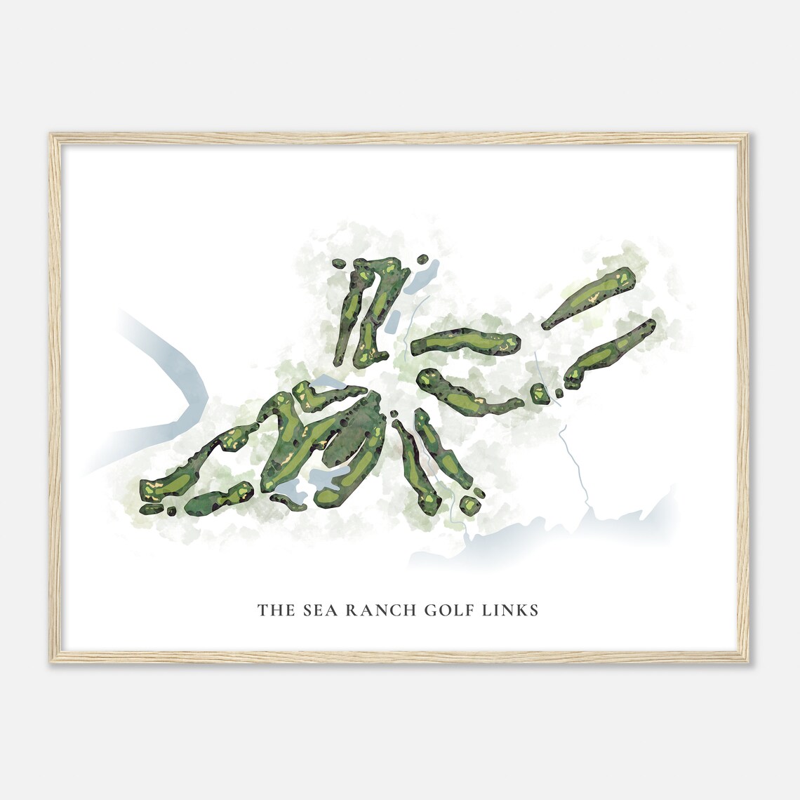 The Sea Ranch Golf Links Classic Watercolor Golf Course Map Poster
