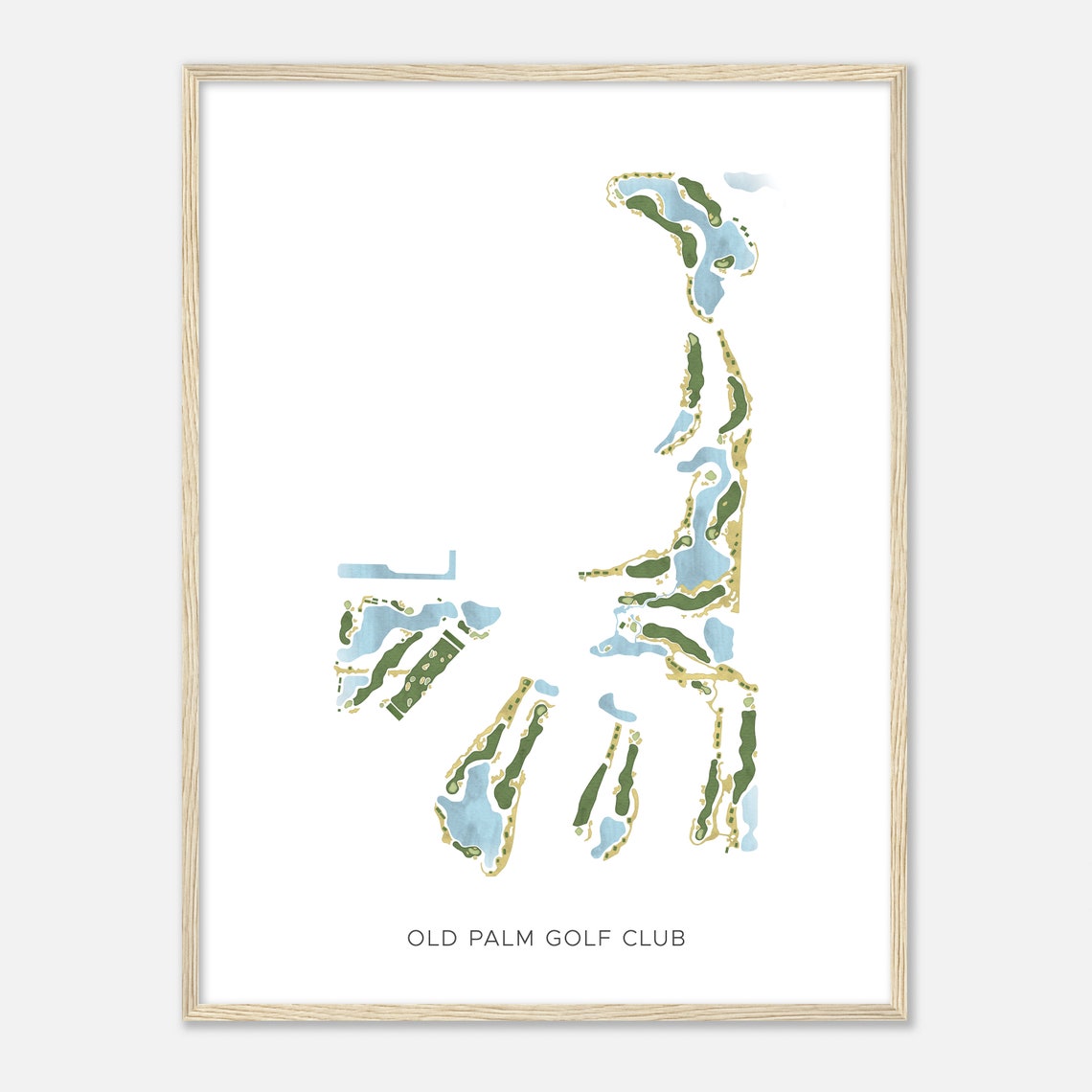 Old Palm Golf Club Florida Modern Watercolor Course Map Poster