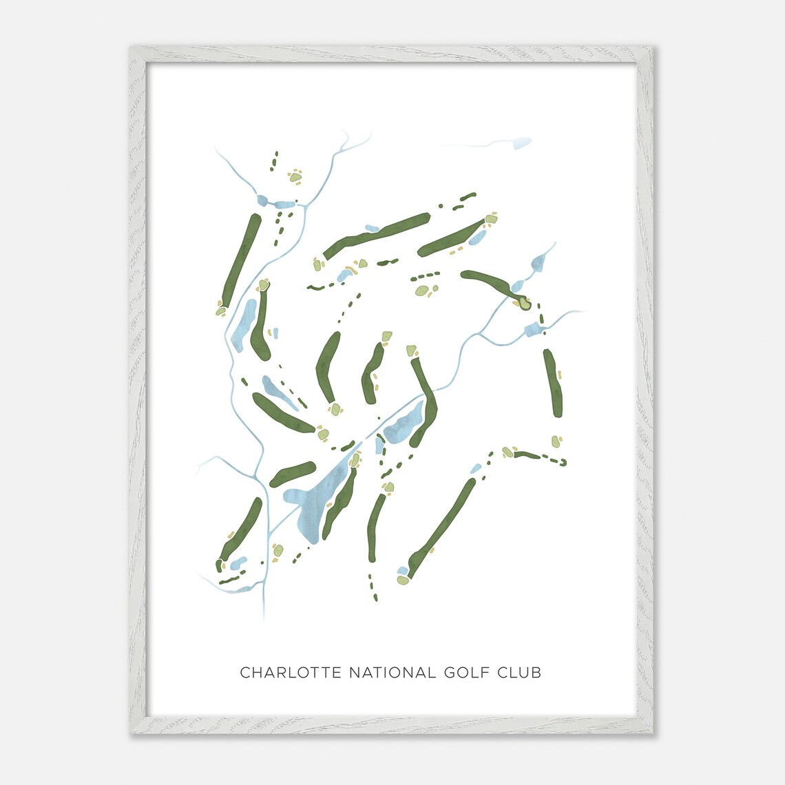 Charlotte National Golf Club Indian Trail NC Modern Watercolor Golf Map Poster - Image 2