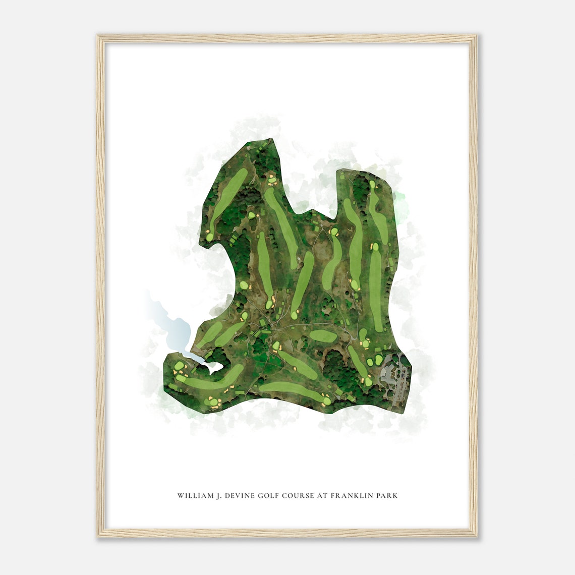 William J Devine Golf Course Franklin Park Watercolor Map Poster - Image 2