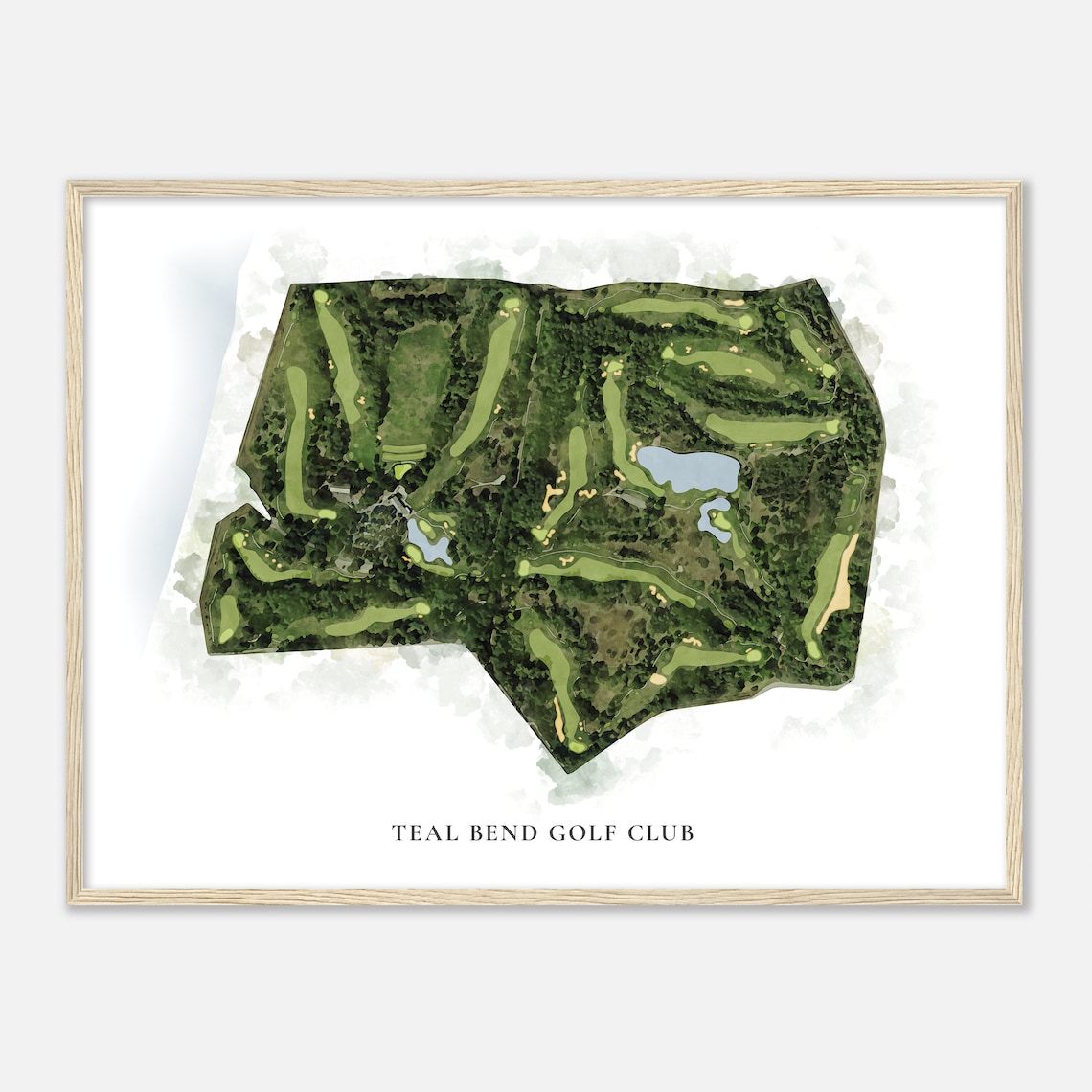 Teal Bend Golf Club Watercolor Aerial Course Map Sports Poster
