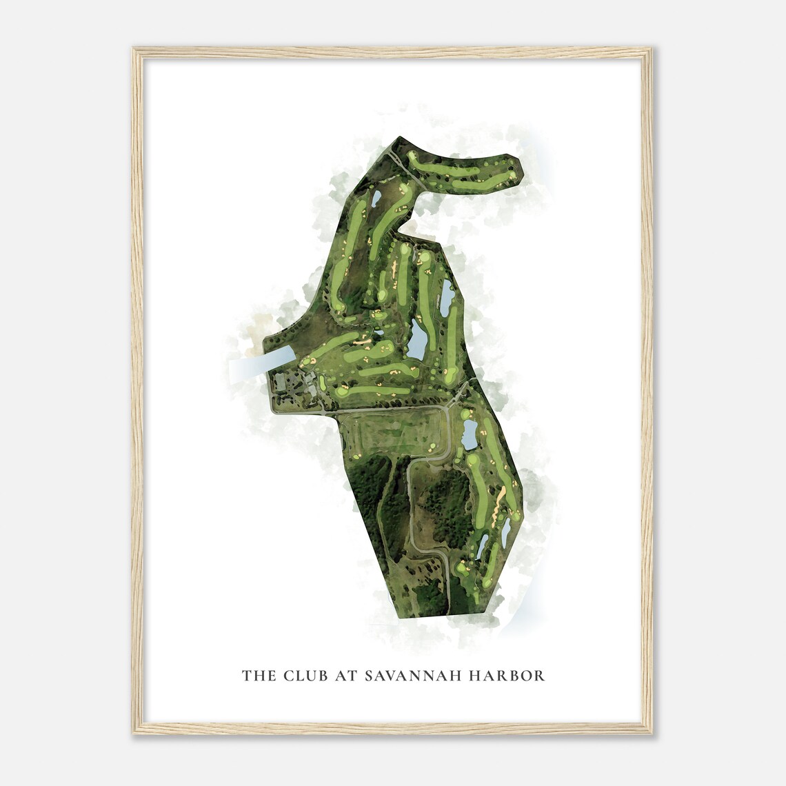 Savannah Harbor Georgia Classic Watercolor Map Golf Poster - Image 2