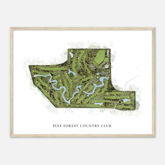 Pine Forest Country Club Texas Classic Watercolor Map Golfer Gift Golf Wall Art Golf Poster Print Course Layout