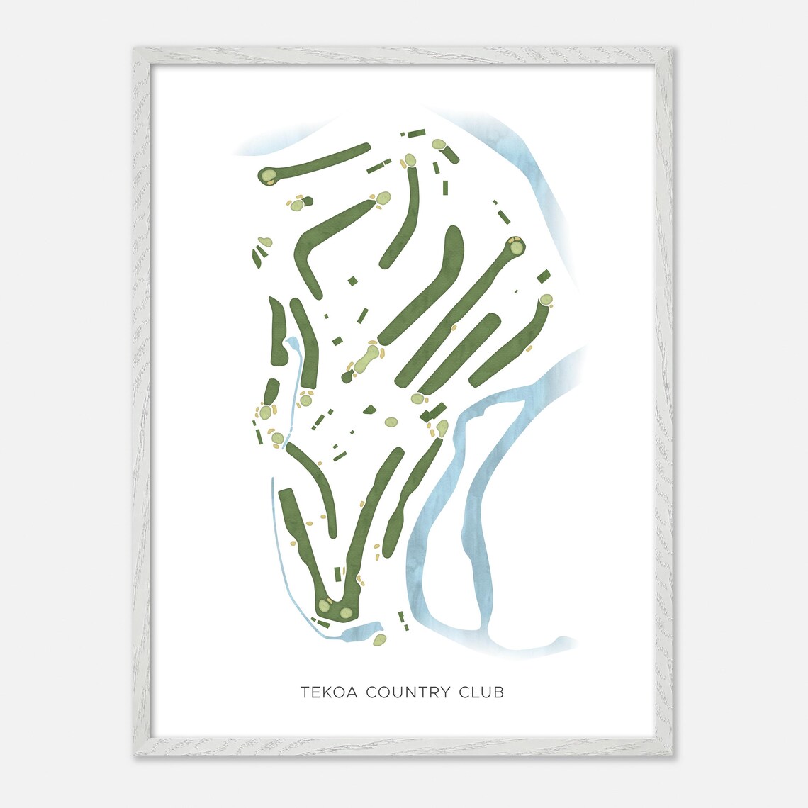 Tekoa Country Club Modern Minimalist Watercolor Golf Map Poster - Image 2