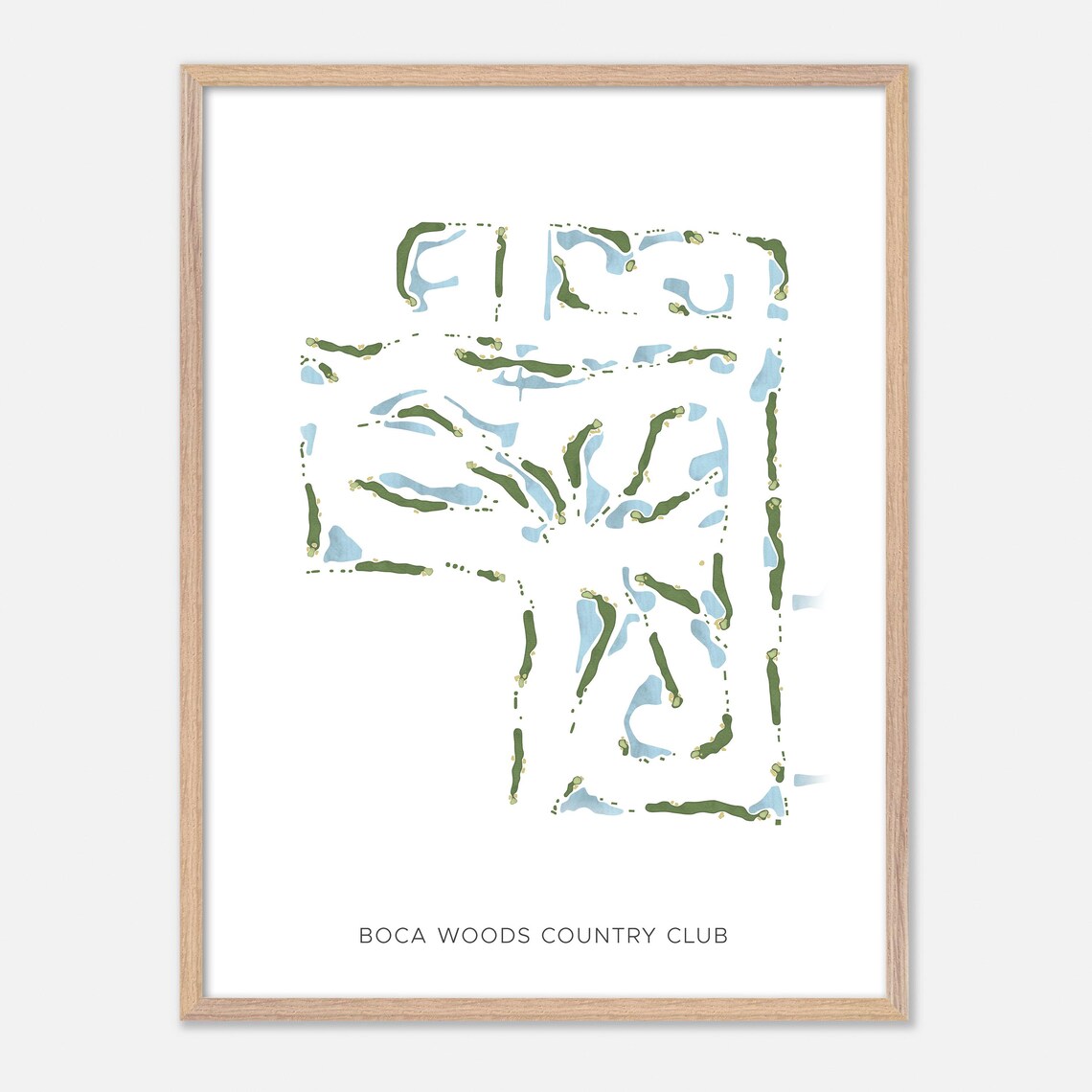 Boca Woods Country Club Modern Minimalist Course Map Art Poster - Image 2