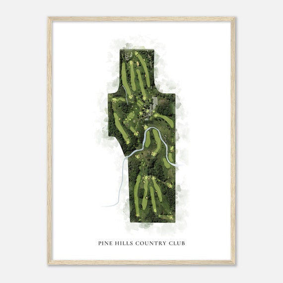 Pine Hills Country Club Wisconsin Classic Watercolor Map Golfer Gift Golf Wall Art Golf Poster Print Course Layout