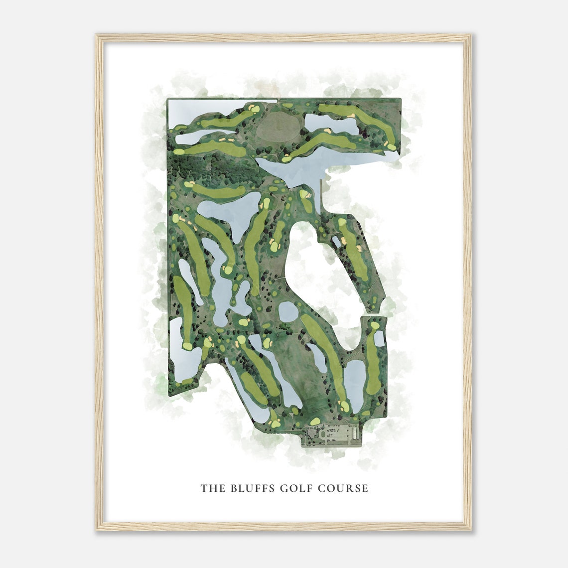 The Bluffs Golf Course South Dakota Watercolor Golf Course Map Poster - Image 2