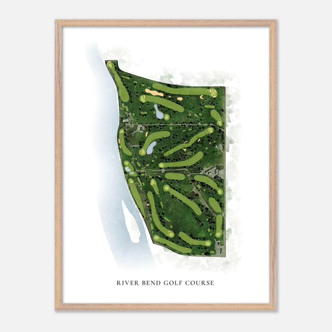River Bend Golf Course Wilder Idaho Classic Watercolor Golf Map Poster - Image 2