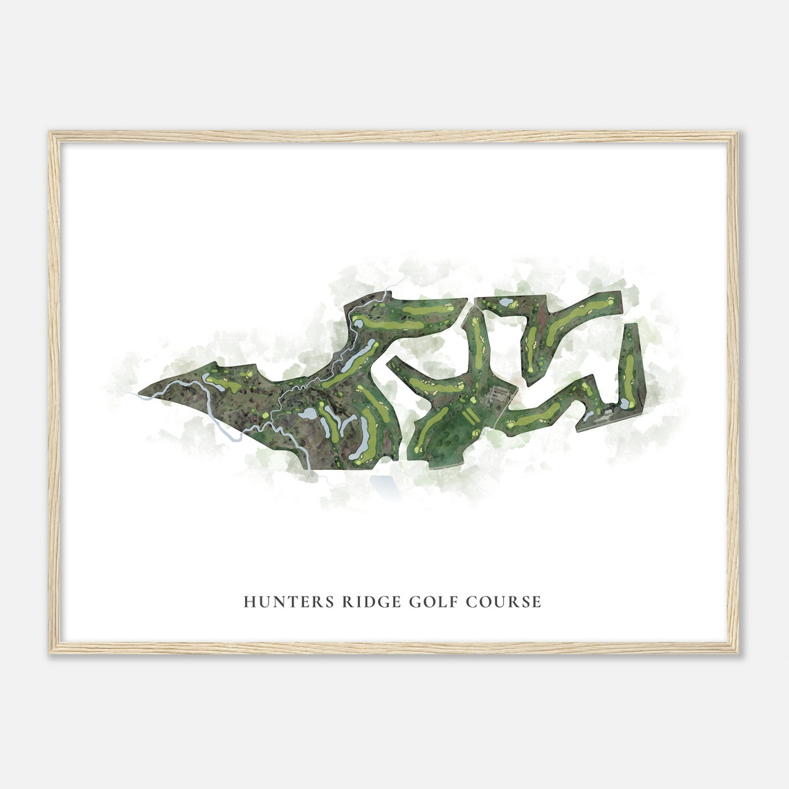 Hunters Ridge Golf Course Iowa Classic Watercolor Map Golfer Gift Golf Wall Art Golf Poster Print Course Layout - Image 2
