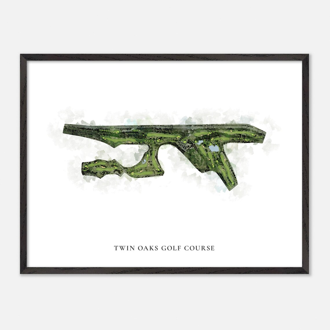 Twin Oaks Golf Course California Classic Watercolor Map Poster - Image 5