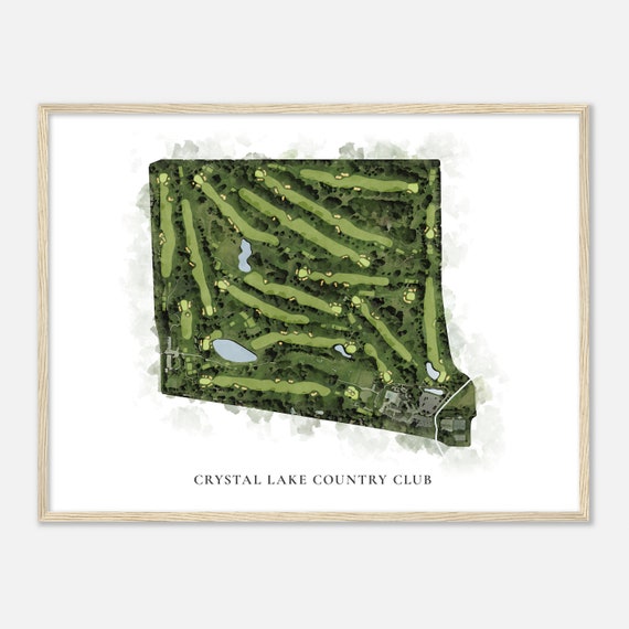 Crystal Lake Country Club Illinois Classic Watercolor Map Golfer Gift Golf Wall Art Golf Poster Print Course Layout