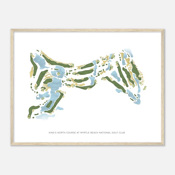 Kings North Course At Myrtle Beach National Golf Club South Carolina Modern Watercolor Map Golfer Gift Golf Wall Art