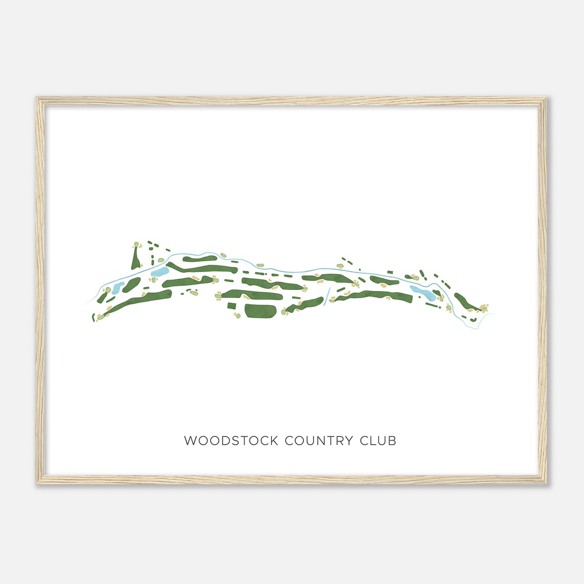 Woodstock Country Club Vermont Minimalist Watercolor Course Map Poster - Image 2