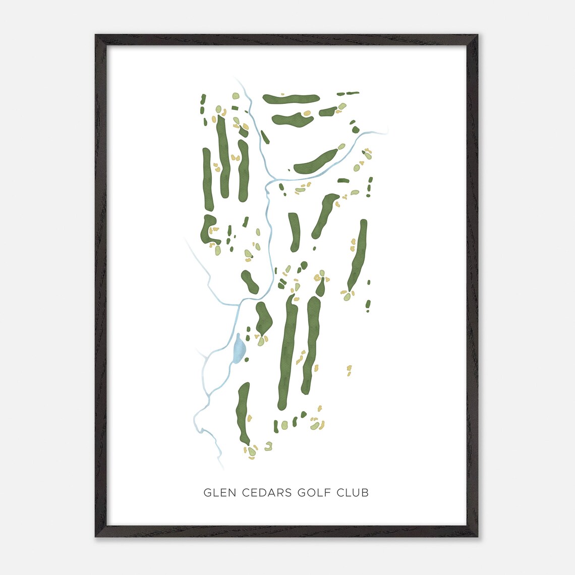 Glen Cedars Golf Club Modern Minimalist Watercolor Course Layout Poster - Image 2