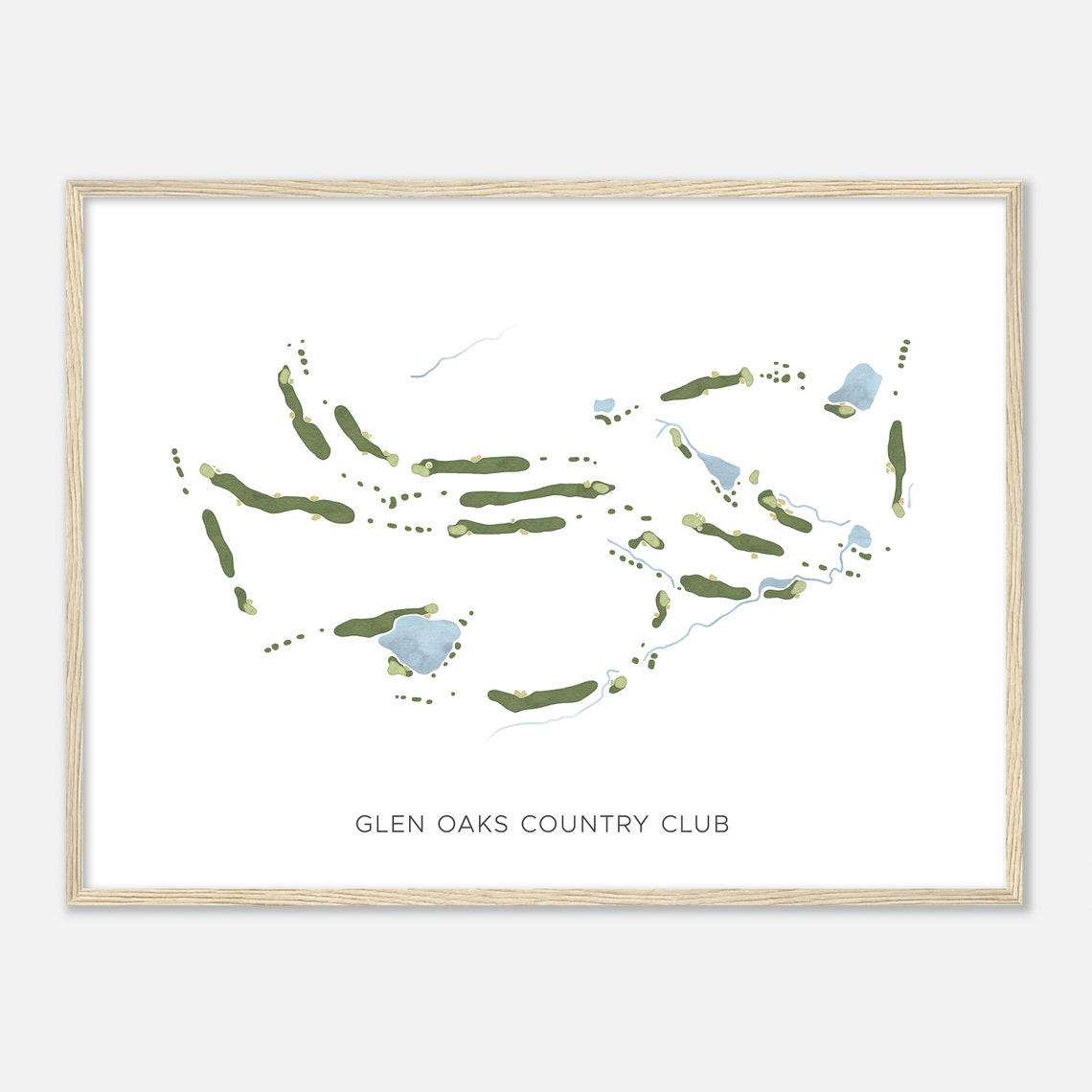 Glen Oaks Country Club Minimalist Golf Course Map Poster Art - Image 2