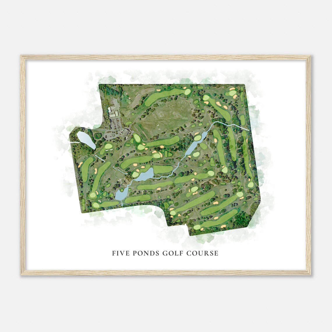 Five Ponds Golf Course Pennsylvania Classic Watercolor Map Golfer Gift Golf Wall Art Golf Poster Print Course Layout - Image 2