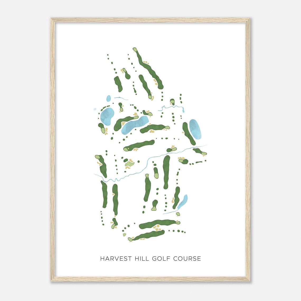 Harvest Hill Golf Course Modern Watercolor Golf Course Map Art Poster