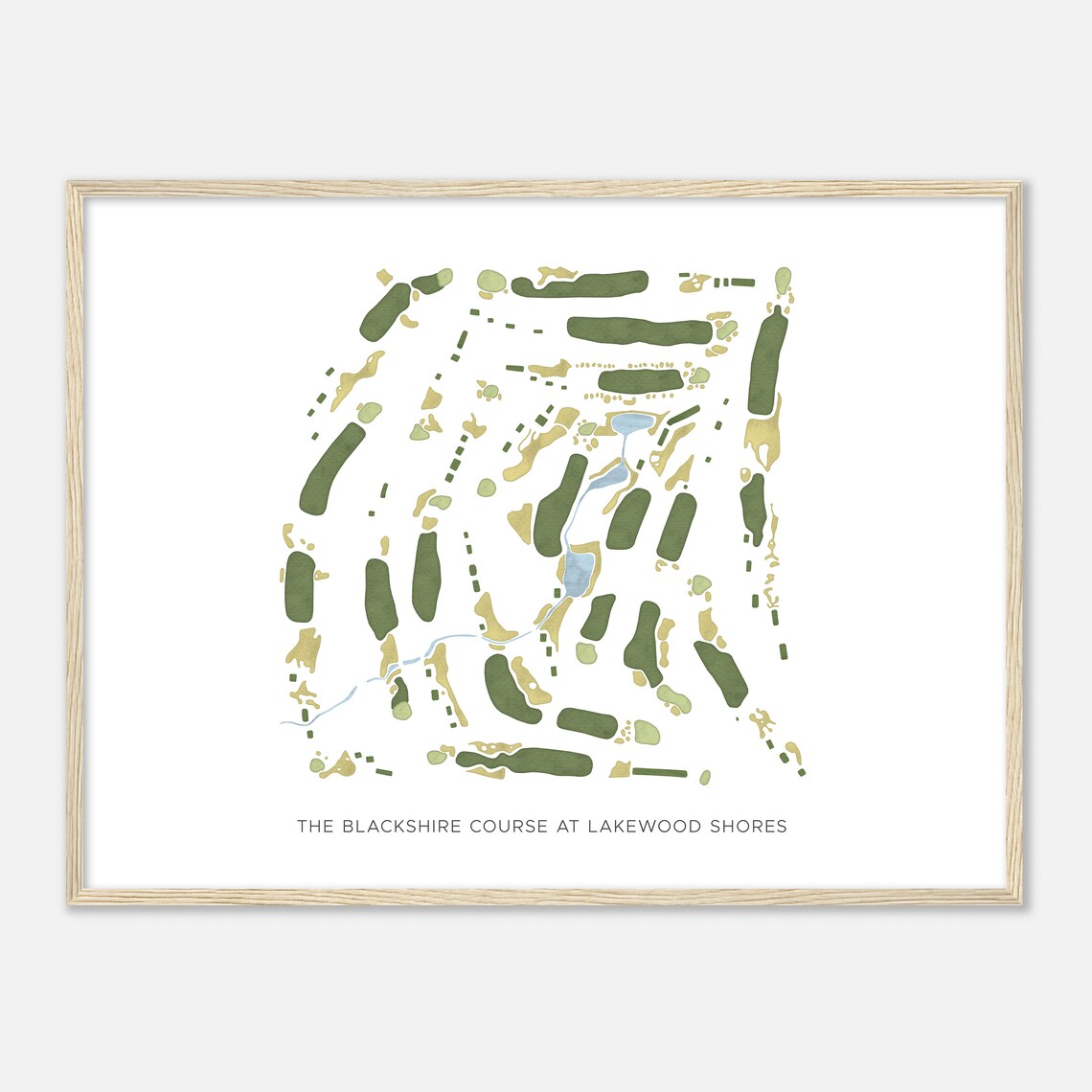 Blackshire Course Lakewood Shores Modern Hole Map Print Golfer Gift