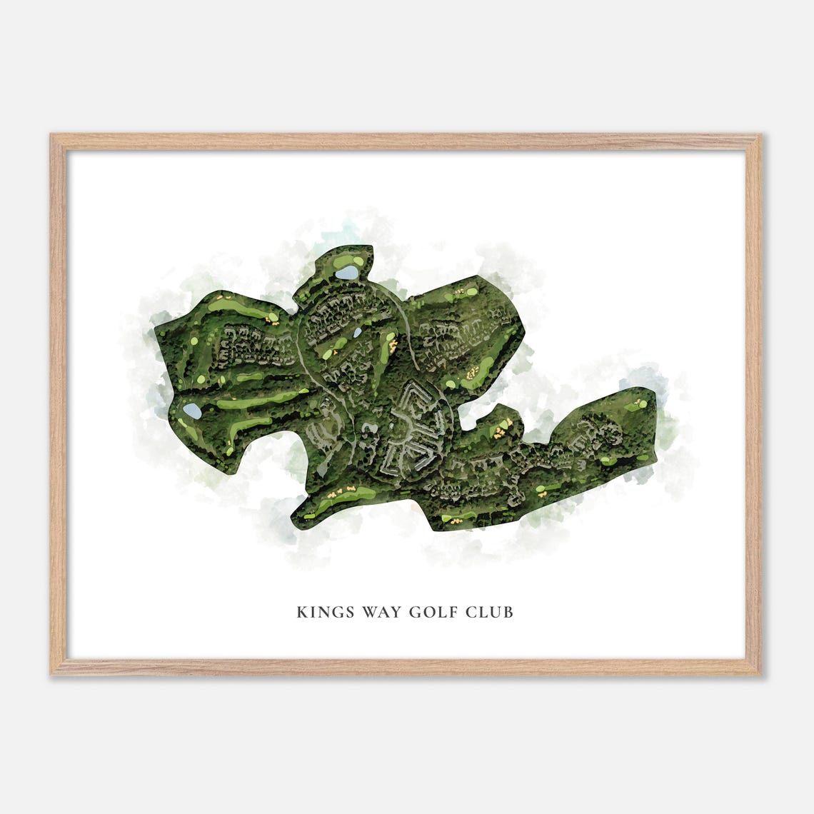 Kings Way Golf Club Massachusetts Classic Watercolor Map Poster