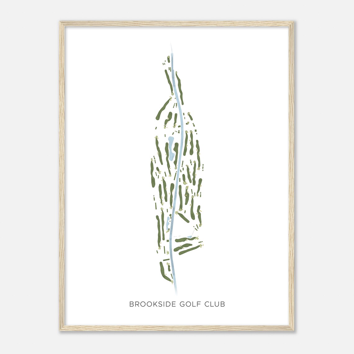 Brookside Golf Club Modern Watercolor Fairway Map Golfer Poster