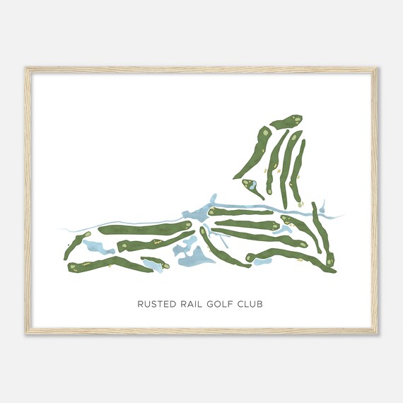 Rusted Rail Golf Club Texas Modern Watercolor Golf Map Poster