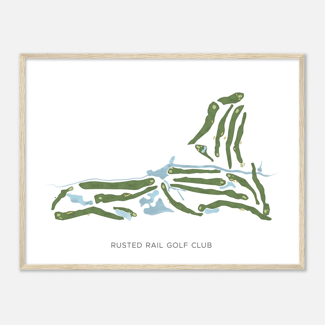 Rusted Rail Golf Club Texas Modern Watercolor Golf Map Poster