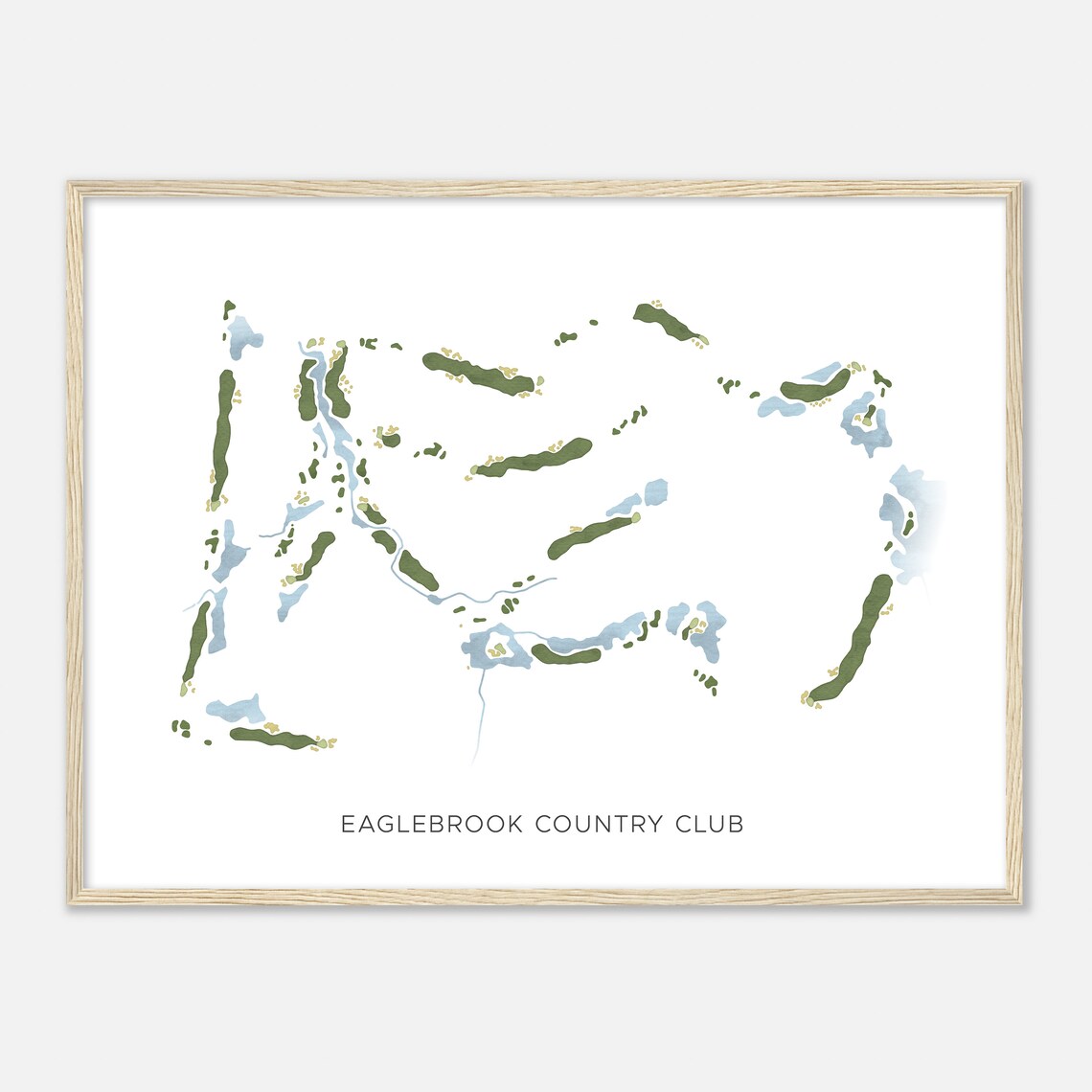 Eaglebrook Country Club Minimalist Watercolor Golf Map Poster