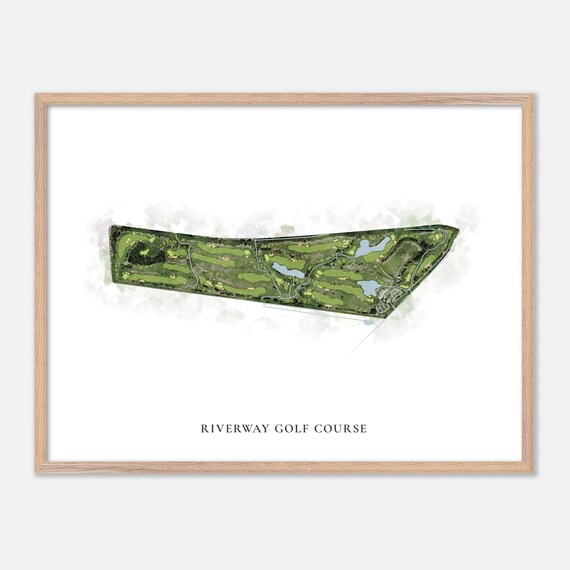 Riverway Golf Course Classic Watercolor Golf Course Layout Poster