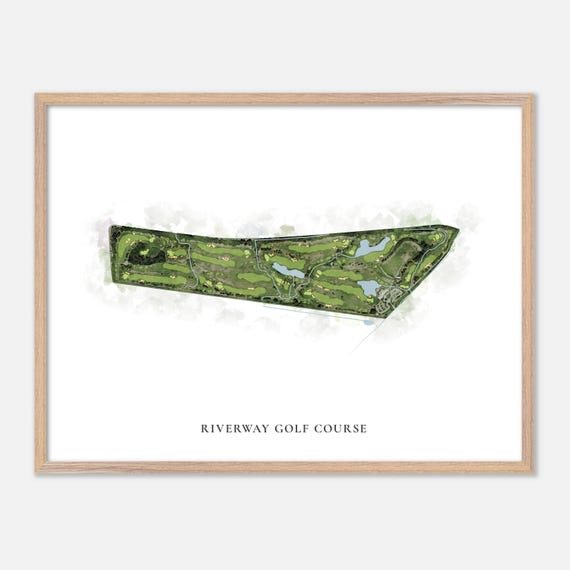 Riverway Golf Course In Canada Classic Watercolor Map Golfer Gift Golf Wall Art Golf Poster Print Course Layout
