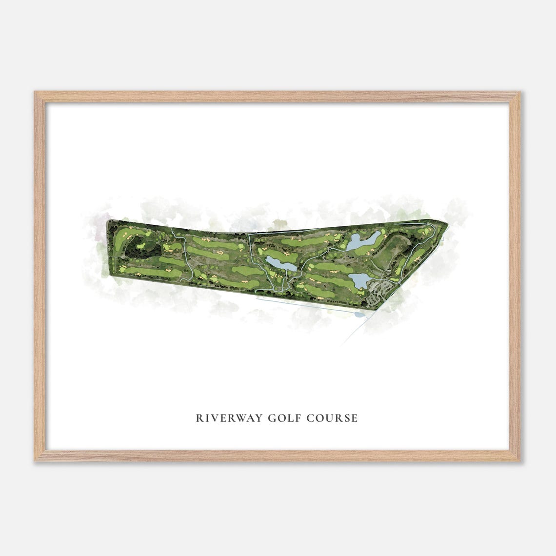 Riverway Golf Course Classic Watercolor Golf Course Layout Poster