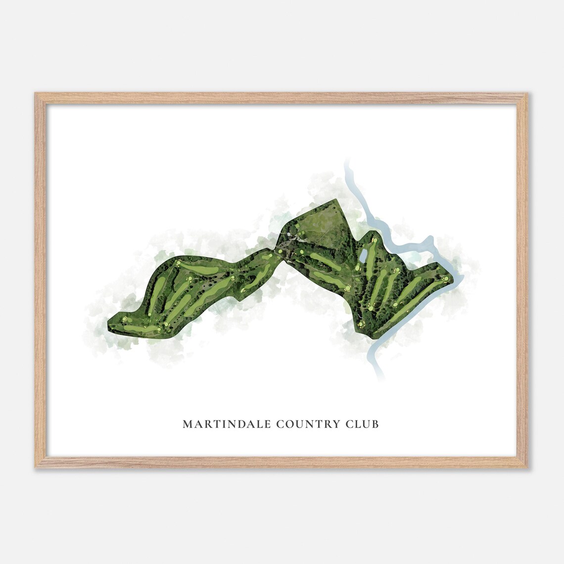 Martindale Country Club Auburn Maine Classic Watercolor Golf Map Poster