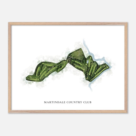 Martindale Country Club Auburn Maine Classic Watercolor Golf Map Poster