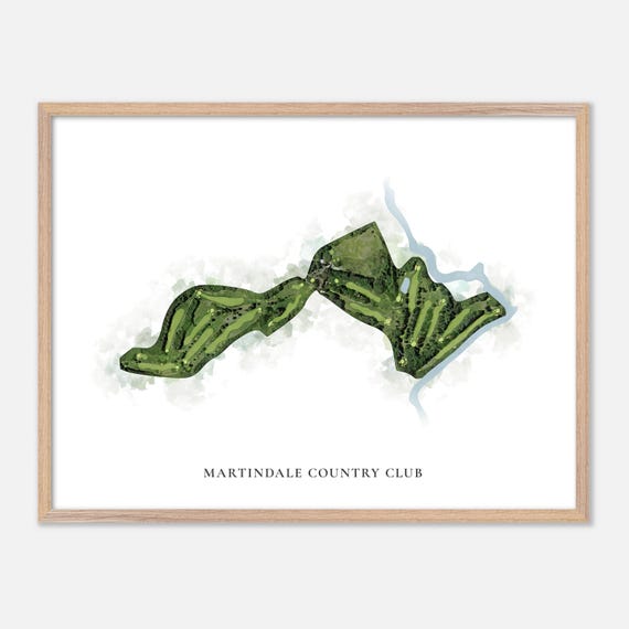Martindale Country Club In Auburn Maine Classic Watercolor Map Golfer Gift Golf Wall Art Golf Poster Print Course Layout