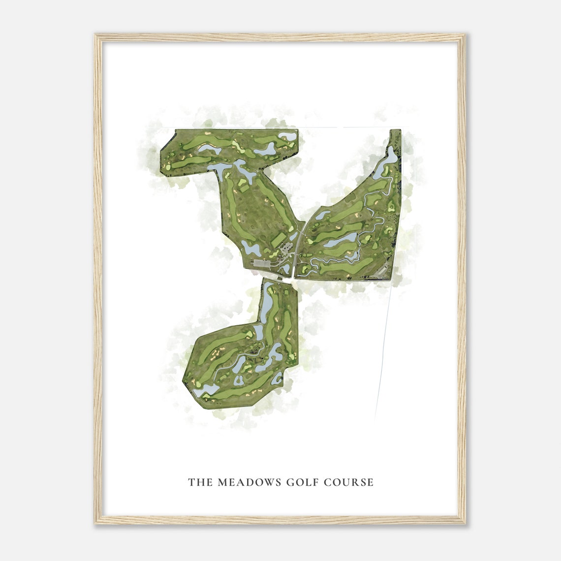 The Meadows Golf Course Watercolor Aerial Map Golfer Gift Poster