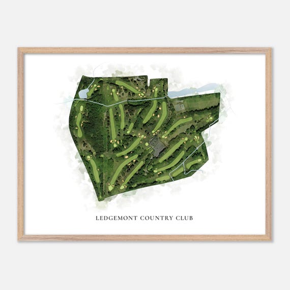 Ledgemont Country Club In Seekonk Massachusetts Classic Watercolor Map Golfer Gift Golf Wall Art Golf Poster Print Course Layout